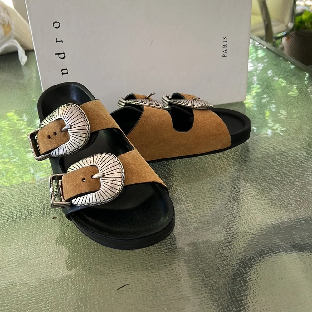 Sandro Western Buckle Sandals - Picture 5 of 10